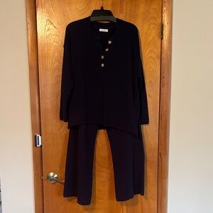 Mod Ref Navy Textured Henley Top